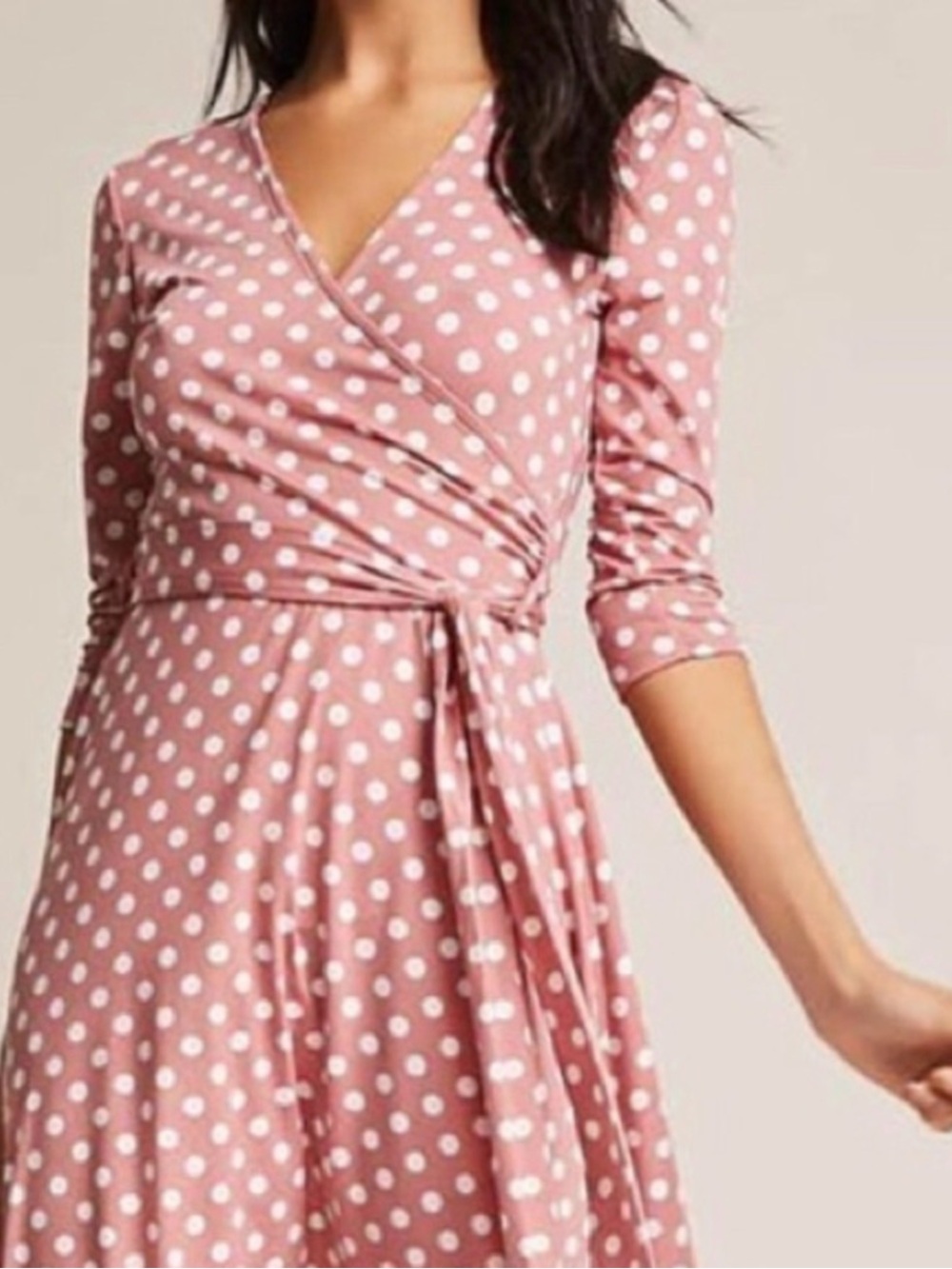 Women's Mauve Polka Dot Wrap Dress